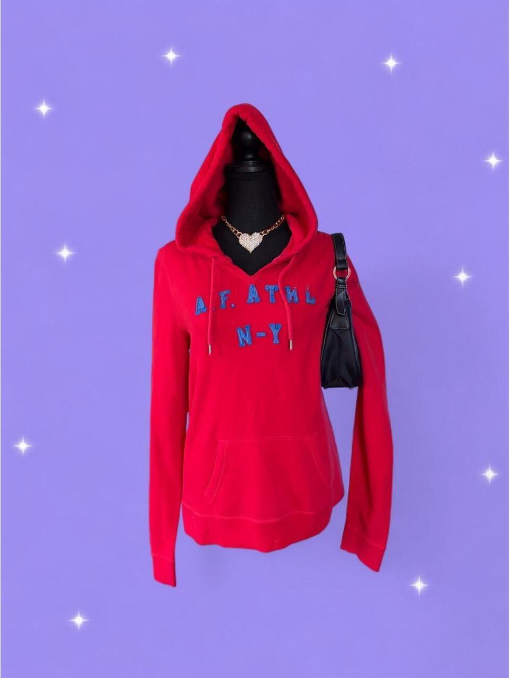 Vintage Y2K Abercrombie & Fitch Preppy Collegiate 00s Red Hoodie size small